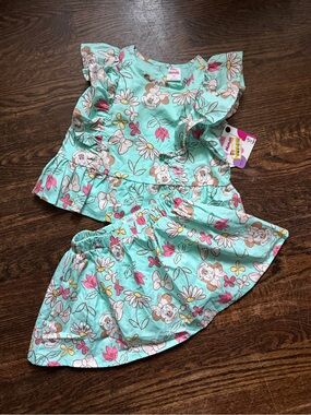 Disney Minnie Mouse Toddler Girls Floral Ruffle Top & Skort Set - 2T